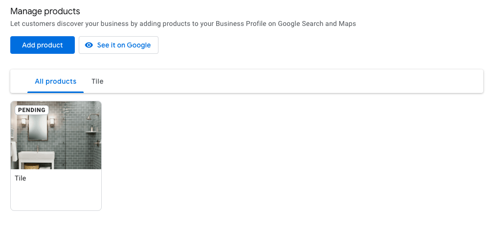 Google Business Profile Product Uploaded