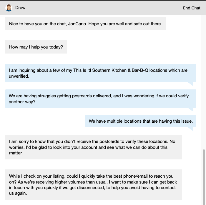 BingPlaces Chat Screenshot 2